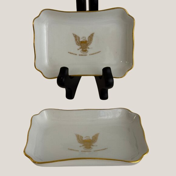 Two Vintage Limoges American Embassy Commissary Ashtrays - Picture 1 of 4